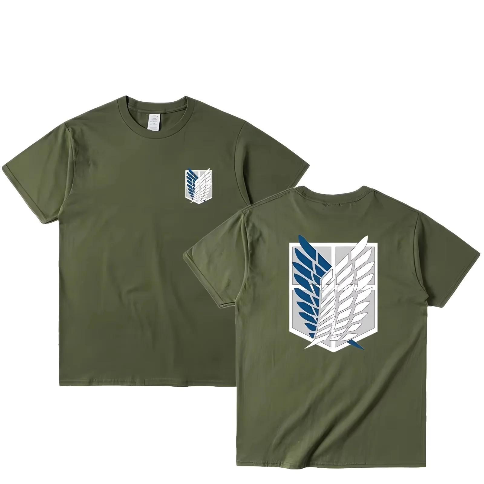 Attaque sur Titan T-shirt ailes de liberté à manches courtes Ackerman Mikasa Eren Jaeger hommes haut
