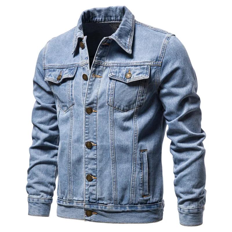 2025 automne Hommes solide Denim vestes mode moto Vintage jean vestes Hommes coupe ajustée coton déc
