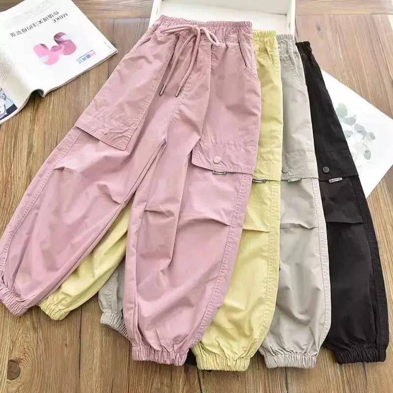 Vêtements de printemps à la mode pour enfants, jogging Cargo, pantalon élastique à la cheville, pant