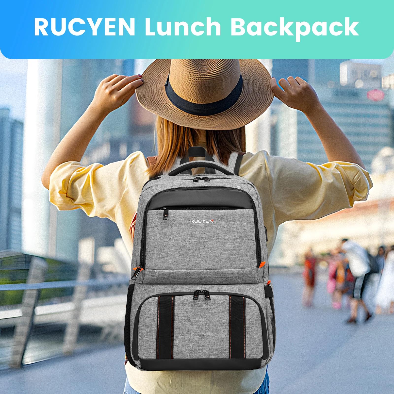 Sac à dos isotherme pour le déjeuner, sac à dos pour ordinateur portable avec blocage RFID 15,6 pouc