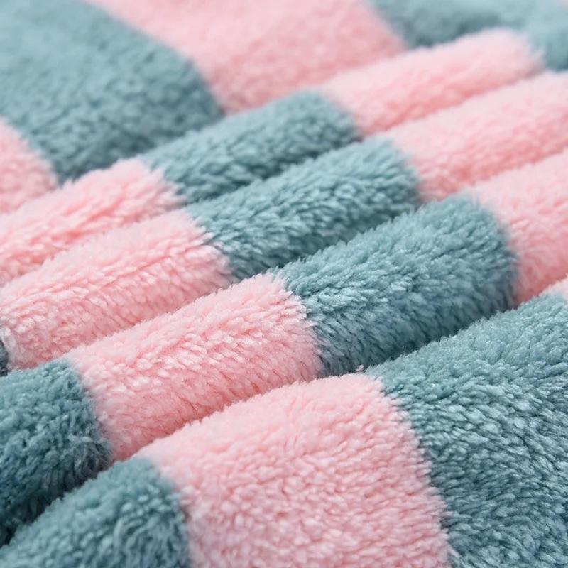 Serviette pour cheveux secs, bonnet de douche à séchage rapide pour femmes, motif rayé, accessoires 