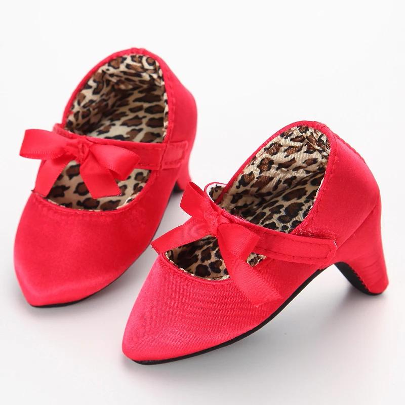 Printemps et automne fille bébé anti-dérapant chaussures pour enfants fille bébé beau nœud talons ha