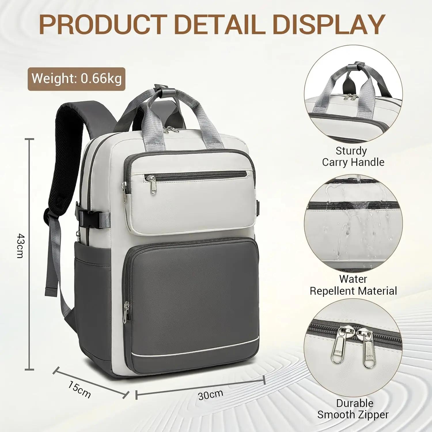 Sac à dos pour ordinateur portable KONO 15,6 pouces, léger, imperméable, antivol, avec poche frontal