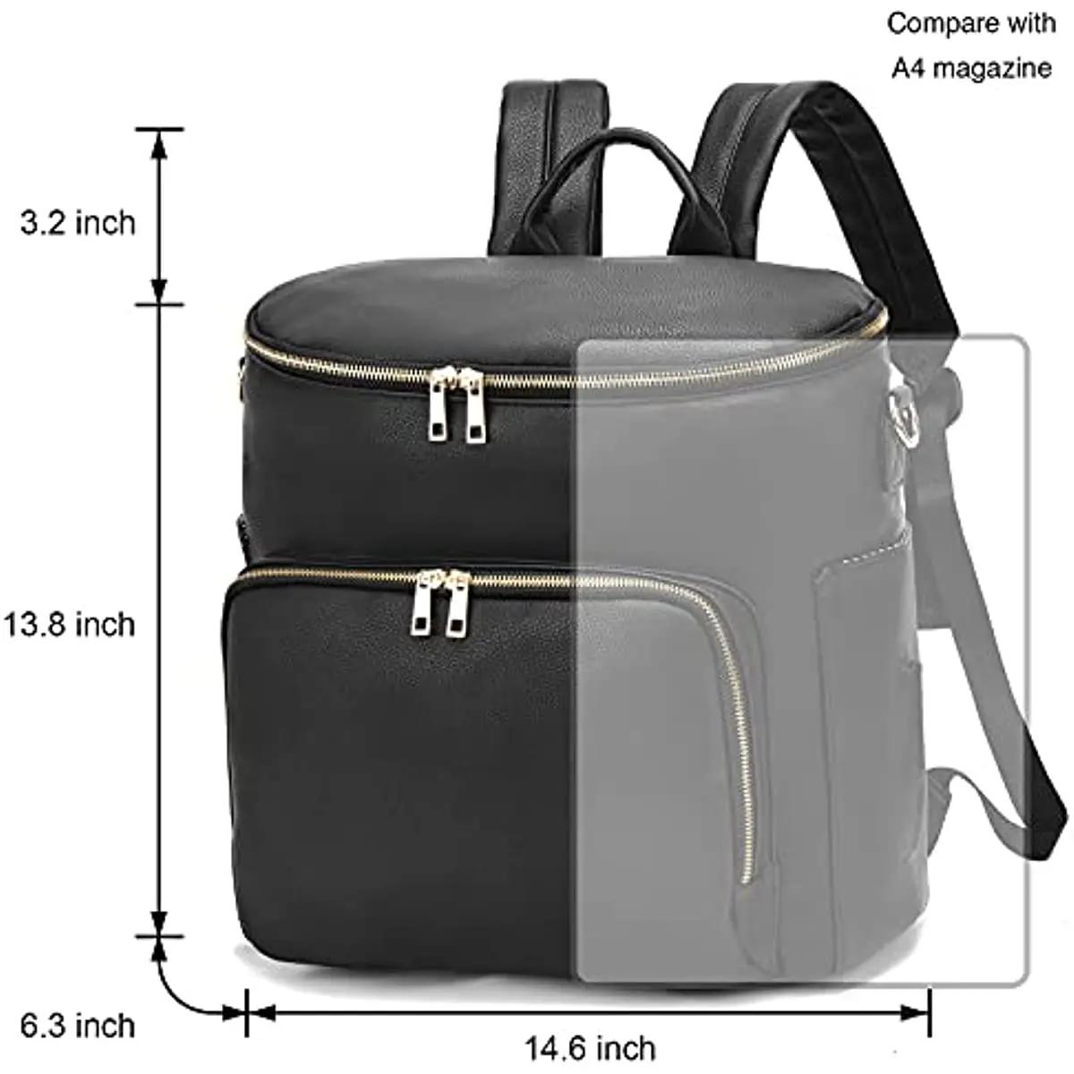 Sac à dos à langer en cuir pour femme, sac à dos de voyage pour bébé, grande capacité avec sangles d