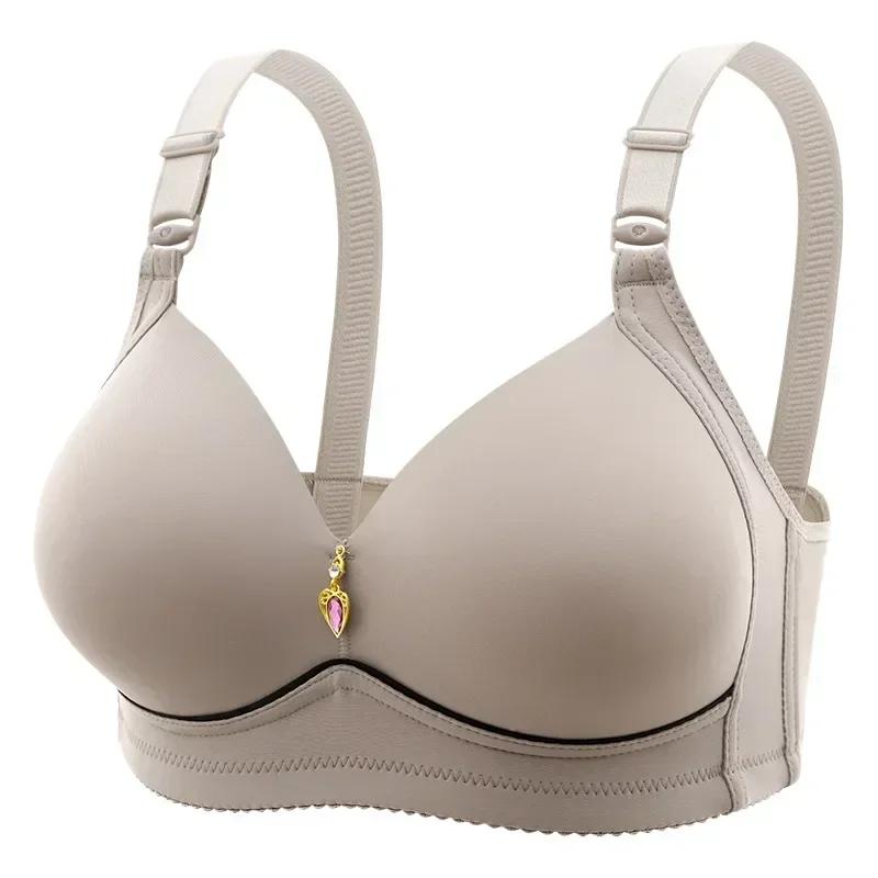 Soutien-gorge pour maman, sans anneau en acier, respirant, froncé, sous-vêtements pour dames, bonnet