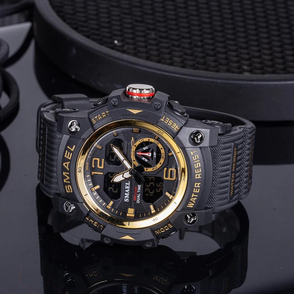 SMAEL-Montre-bracelet de sport militaire pour homme, chronomètre d'alarme, rétroéclairage numérique 