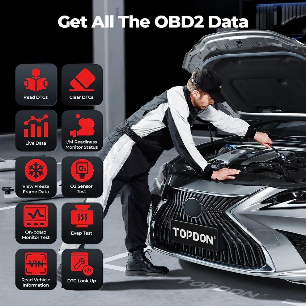 TOPDON TopScan Lite Scanner outil de Diagnostic intelligent Guide de réparation DTC Bluetooth lecteu