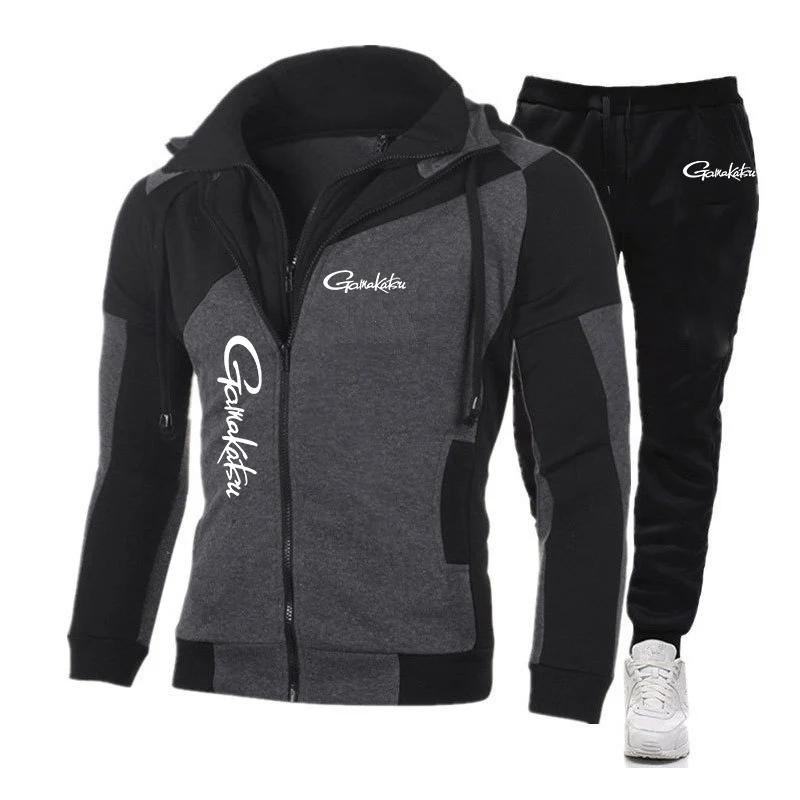 Ensemble de sport confortable en coton imprimé Gamakatsu pour hommes, sweat à capuche tendance avec 