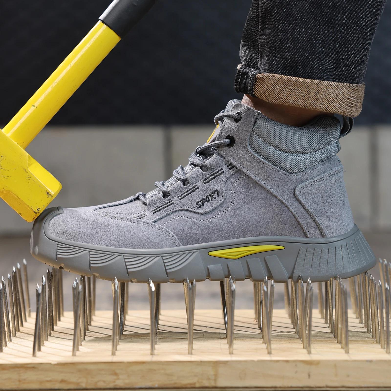 Chaussures de travail anti-choc et anti-perforation pour hommes GUYISA avec semelles en caoutchouc