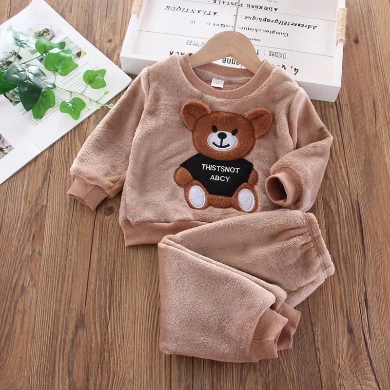 Nouveau hiver bébé filles garçons Homewear ensembles automne mode flanelle polaire vêtements enfants