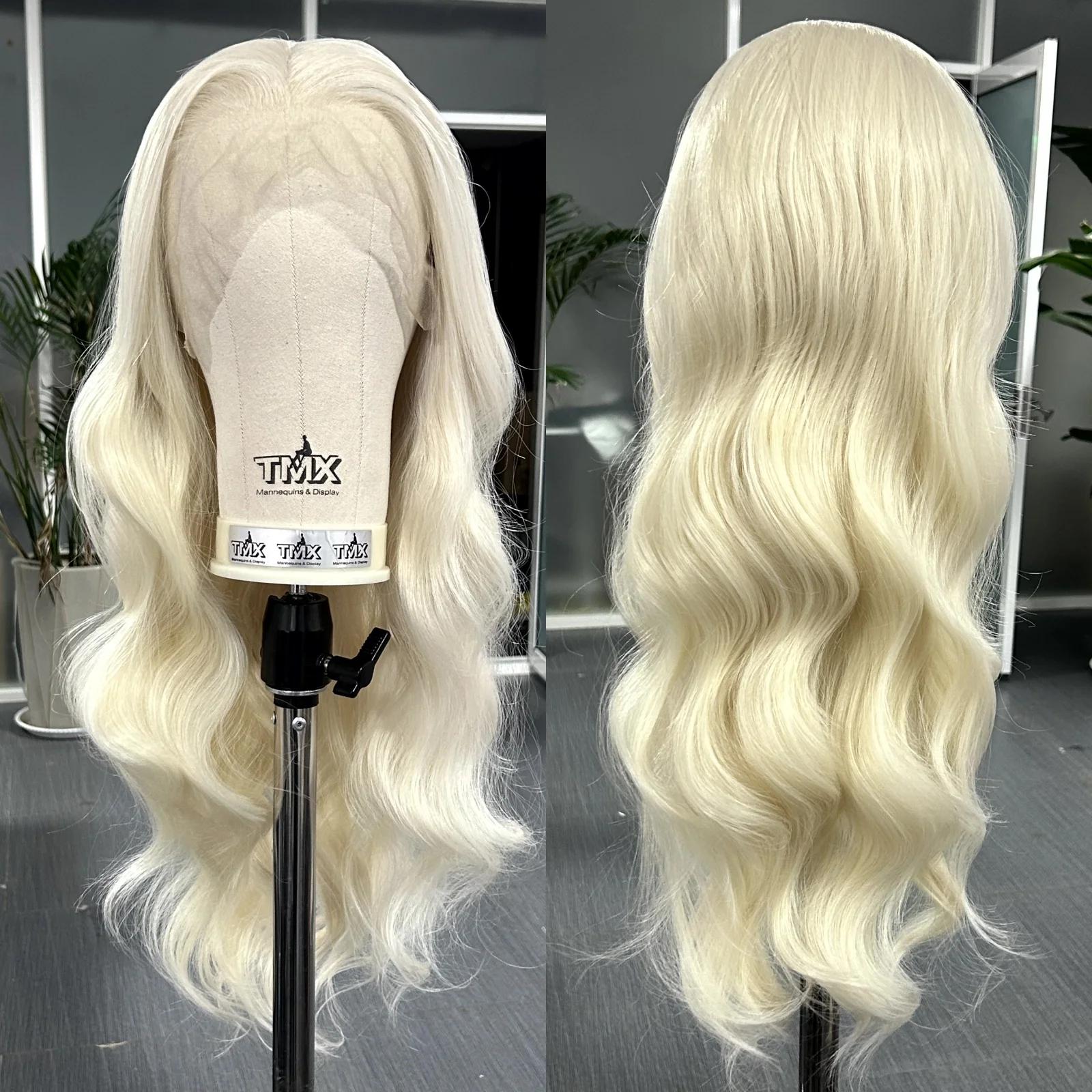Perruque Lace Front Wig Synthétique Bouclée Naturelle pour Femme, Cheveux Longs et Ondulés, Blond Pl