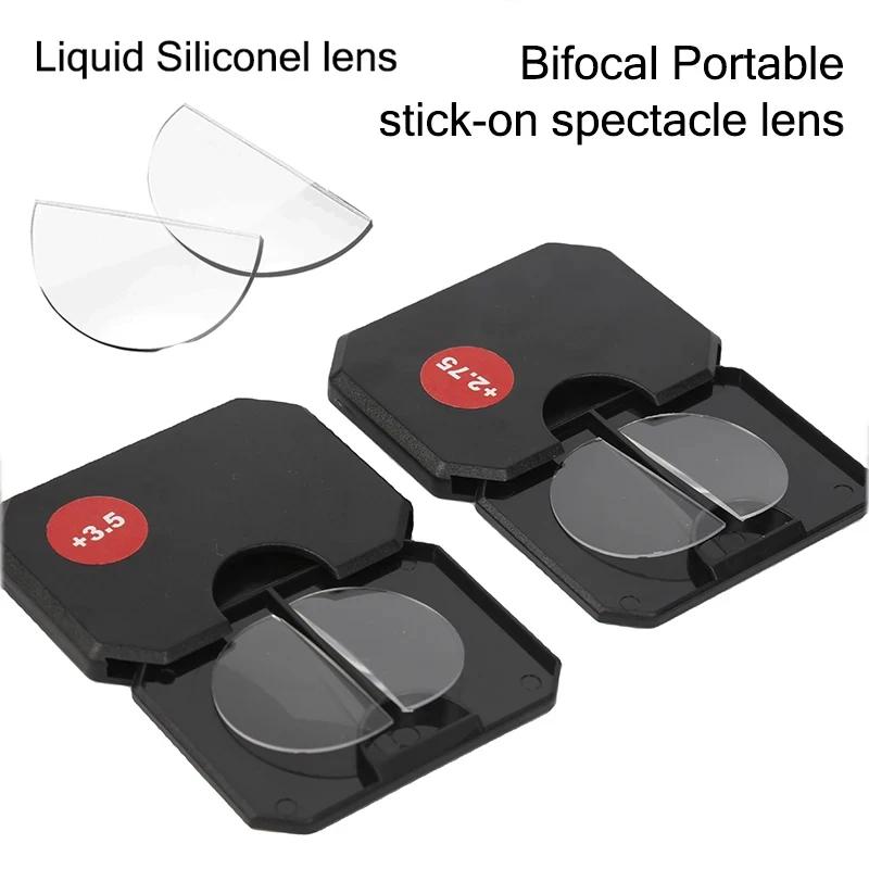 Lunettes de lecture bifocales en Silicone liquide, 2 pièces, lentilles presbytes à coller, grossisse