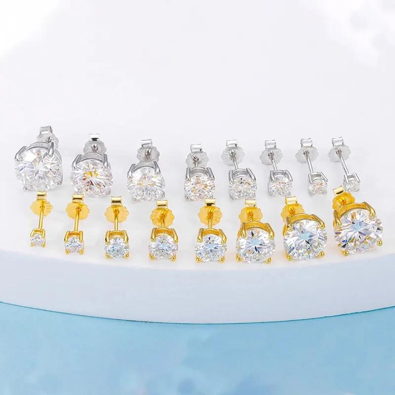 Boucles d'oreilles en diamant Moissanite pour femmes, Test réel 0.1-3CT, plaqué argent platine S925,