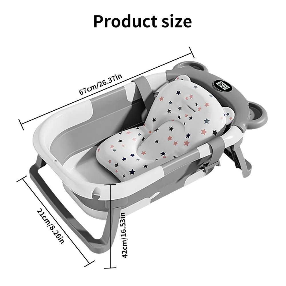 Baignoire pliable antidérapante en silicone pour bébé avec détection de température en temps réel po