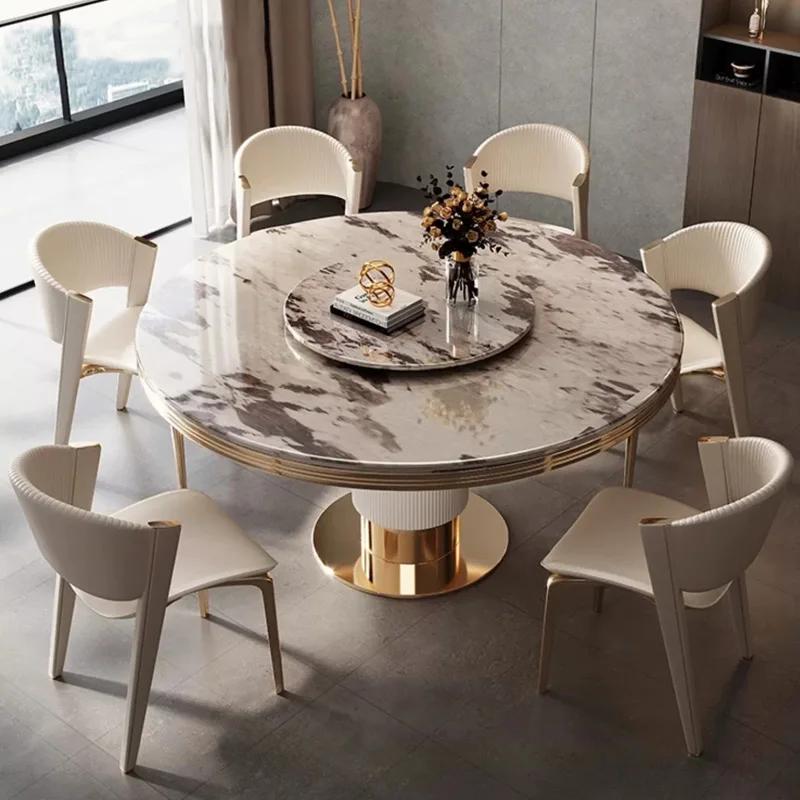 Table à manger ronde et chaise en marbre pour restaurant moderne, combinaison simple, table ronde av