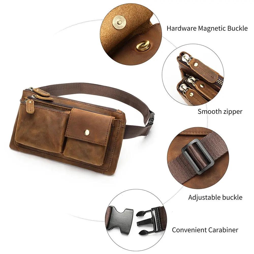 Nouveau sac de taille rétro pour hommes, sac à bandoulière à une épaule en peau de vache pour l'exté