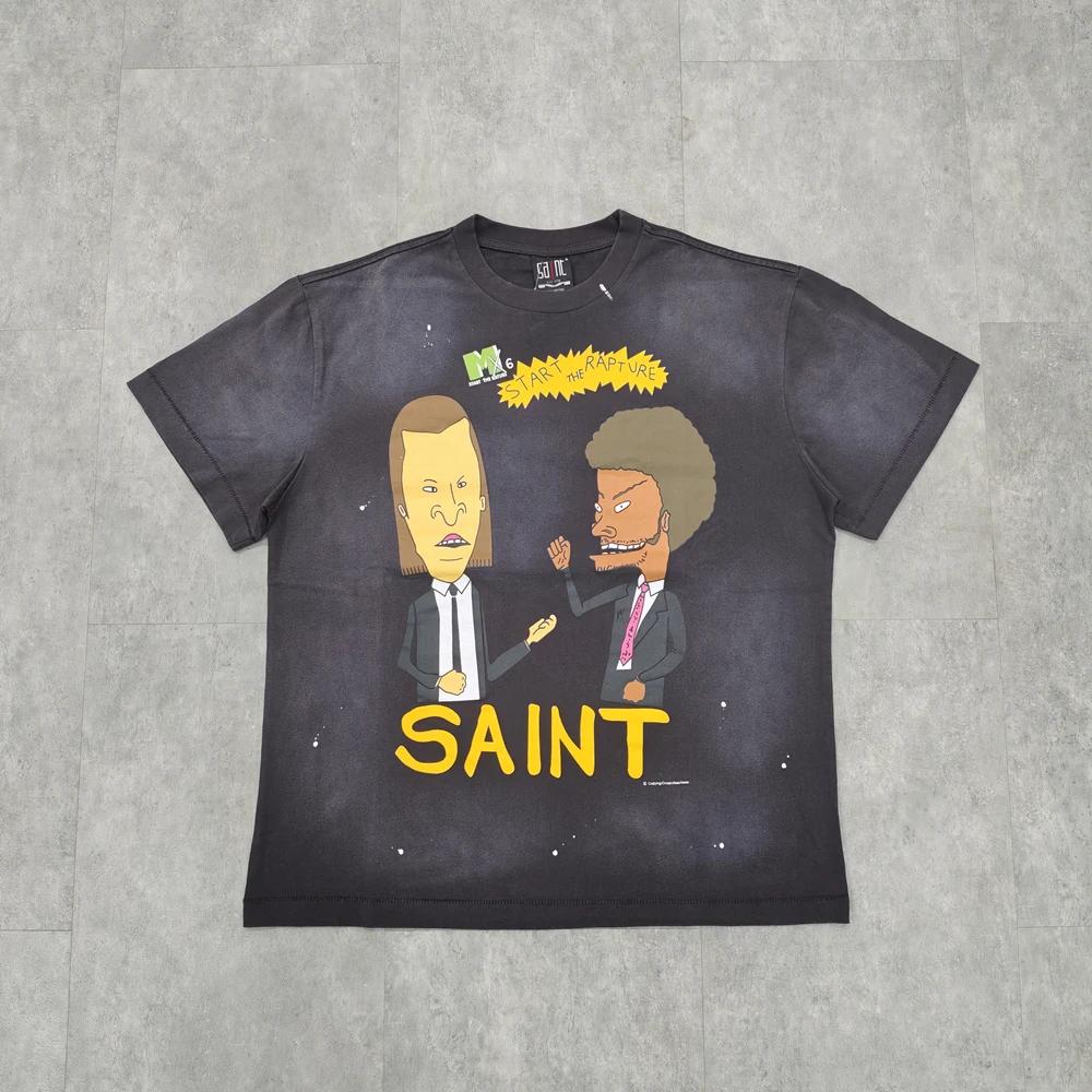 Yao mode Saint de Michael 25SS t-shirt décontracté hommes hauts vêtements surdimensionné Vintage amp