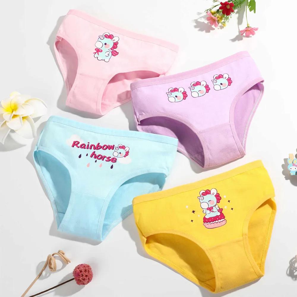 1/4/8/12 pièces enfants filles culottes ensembles coton joli mignon dessin animé licorne imprimer en
