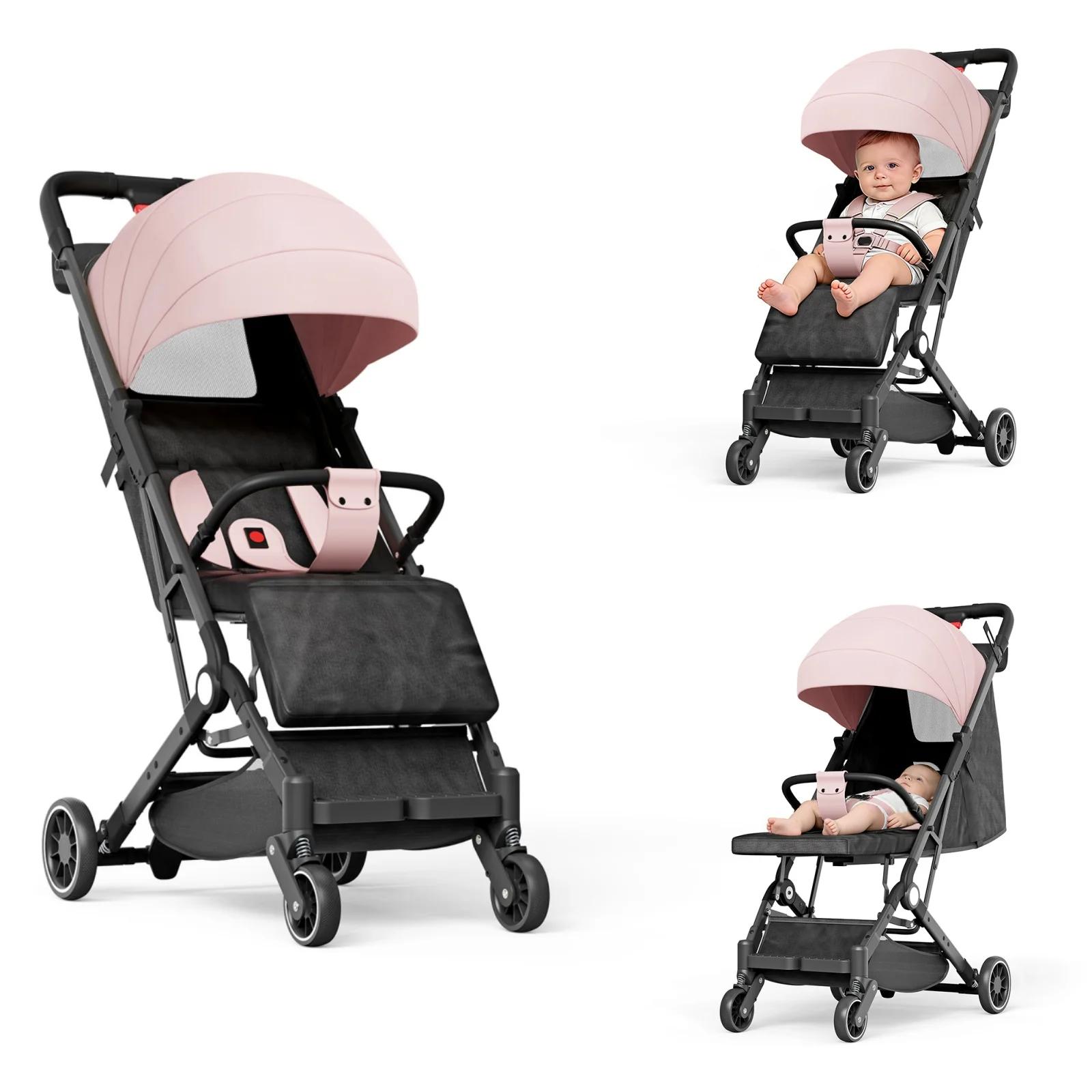 Poussette pliable légère - 6 mois à 4 ans - 360 °   Roues pivotantes - Ultralégères - Dossier réglab