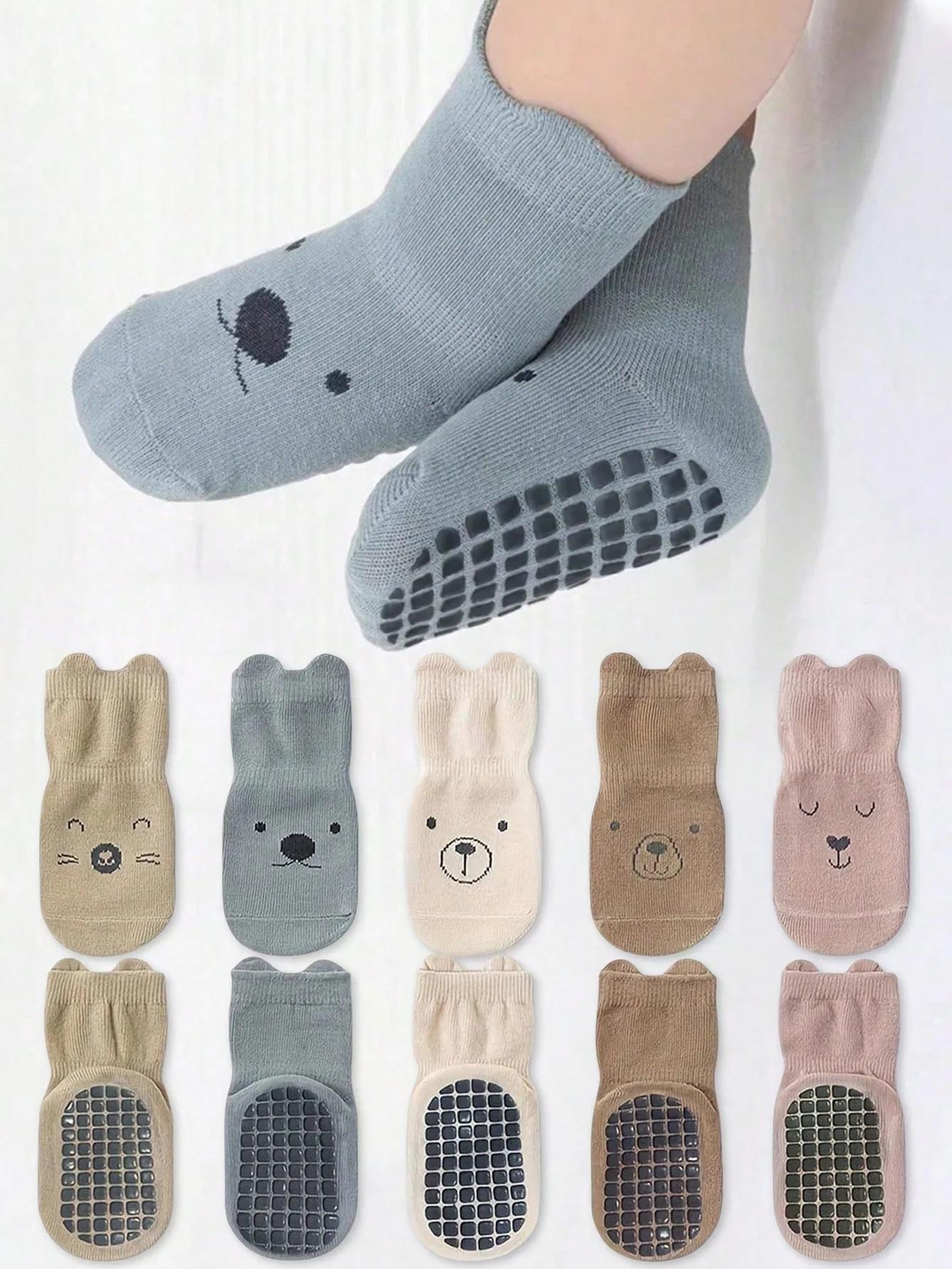 5 paires de chaussettes de sol pour bébé, toutes saisons, antidérapantes, pour enfants en bas âge, f