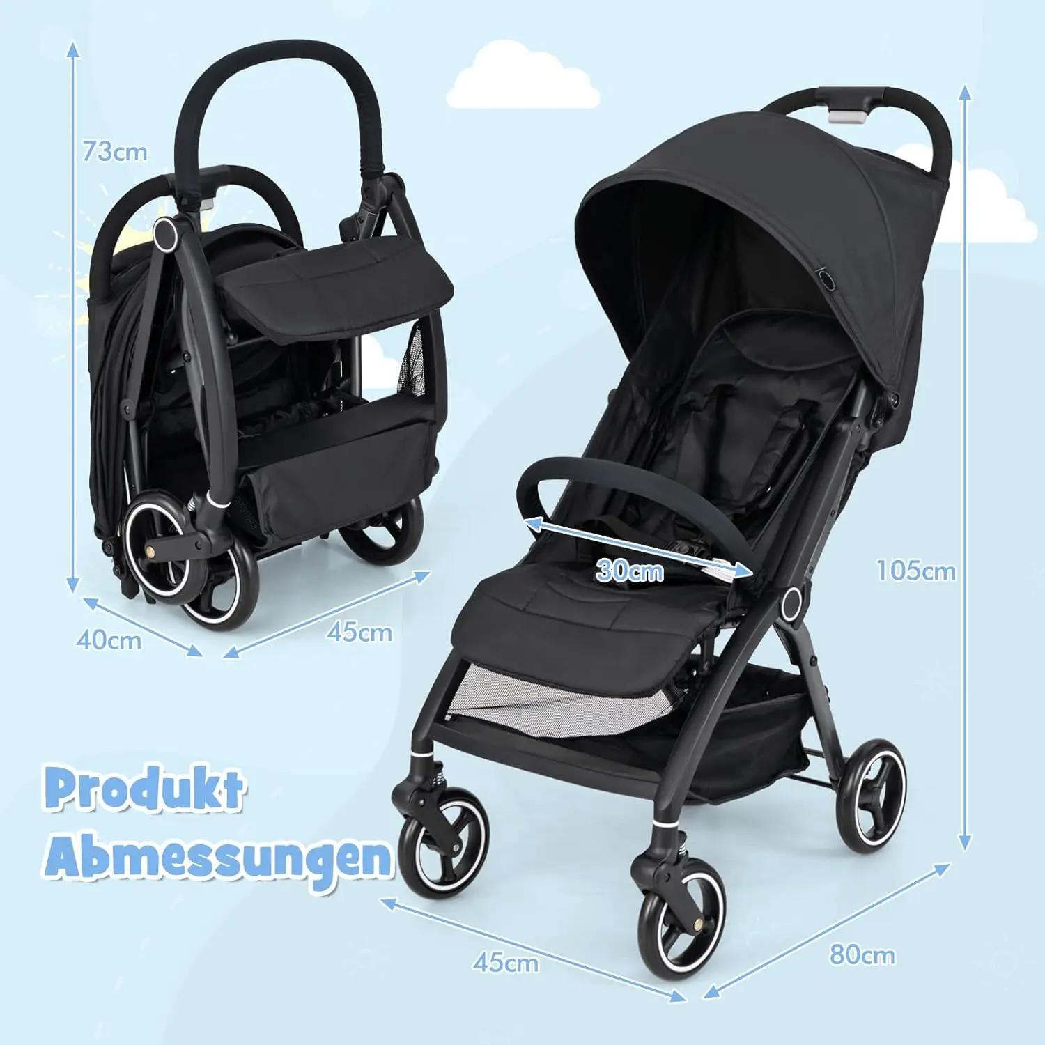 Poussette pliante à une main, Buggy de voyage léger avec dossier et capuche réglables, landau pour b
