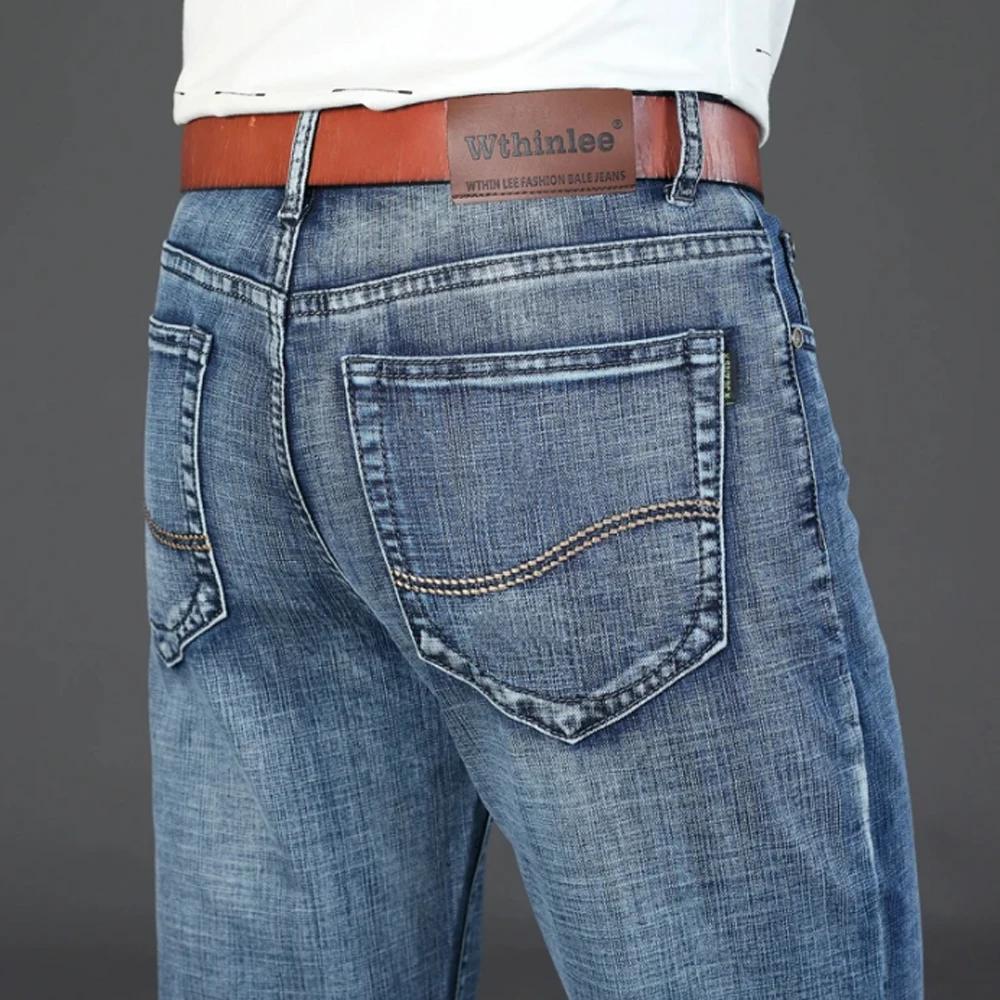 Wthinlee hommes d'affaires jean décontracté droit Stretch mode classique bleu noir travail Denim pan