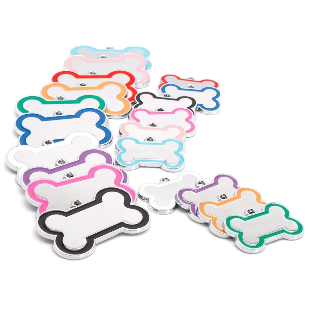 En gros 100 pièces 10 coloré mignon gravé ID chien étiquette os bricolage chien étiquettes d'identif