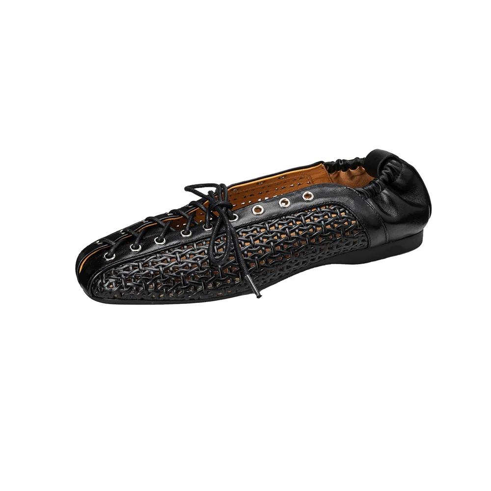 FEDONAS été concepteur confortable creux chaussures plates talons femmes en cuir véritable chaussure
