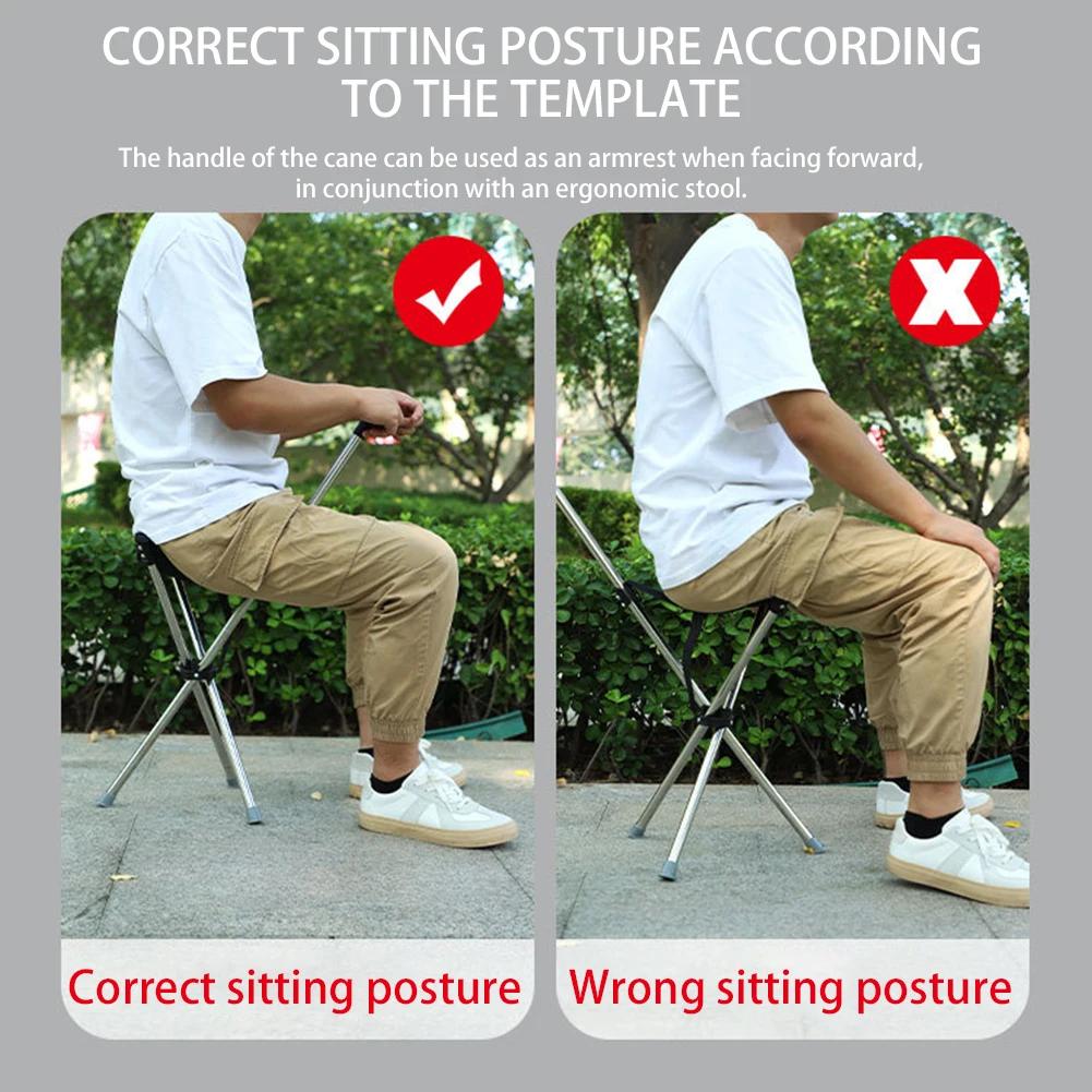 Canne pliable, siège facile à transporter, tabouret Portable, chaise pliante, poignée antidérapante,