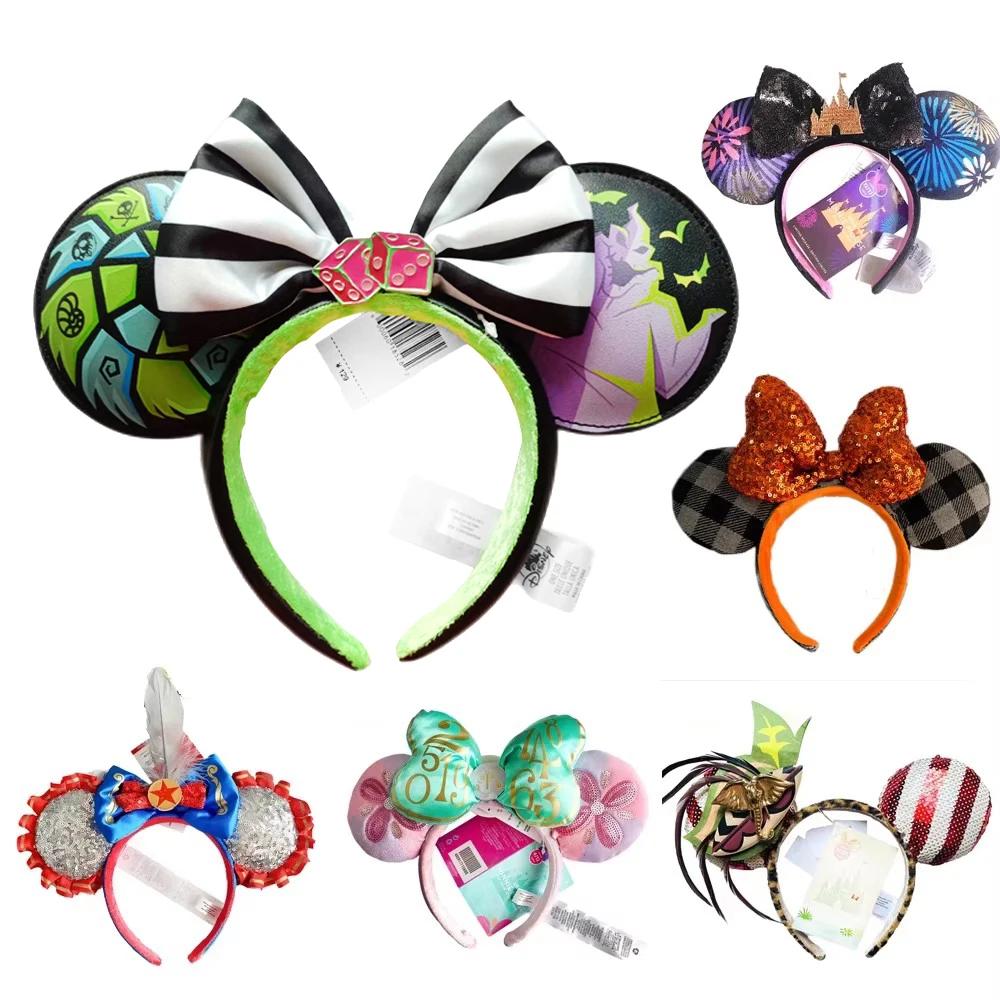 Disney-Bandeau de sauna d'oreille de souris, nœud de cheveux à paillettes, cosplay de fête, vêtement