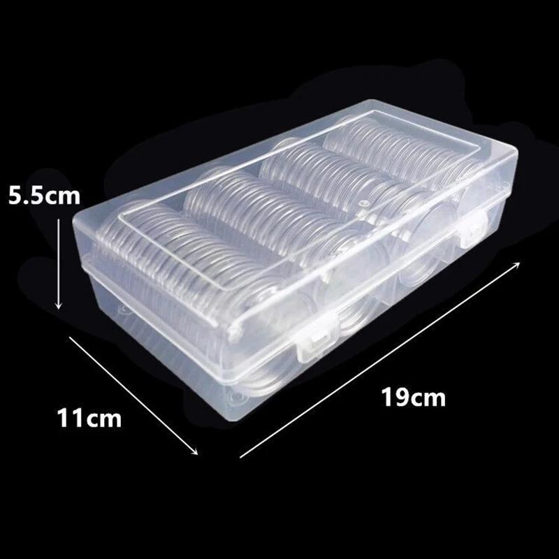 Boîte de rangement de pièces de monnaie 40mm, conteneur rond transparent en plastique pour capsules