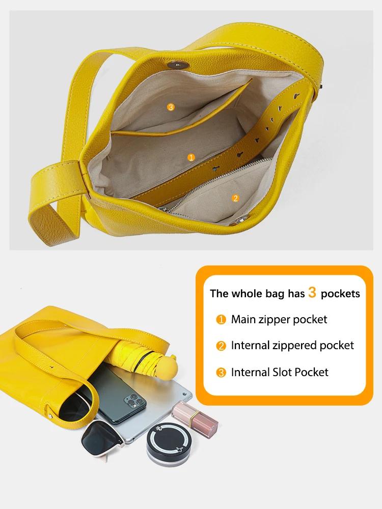 Zency 100% Sac à main en cuir véritable femmes petit Sac seau décontracté dame Sac à bandoulière Bei