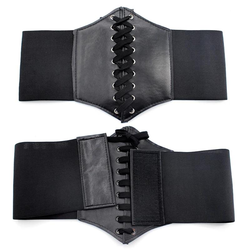 Nouveau Corset Punk noir large ceinture en cuir Pu minceur ceintures de corps pour les femmes élasti