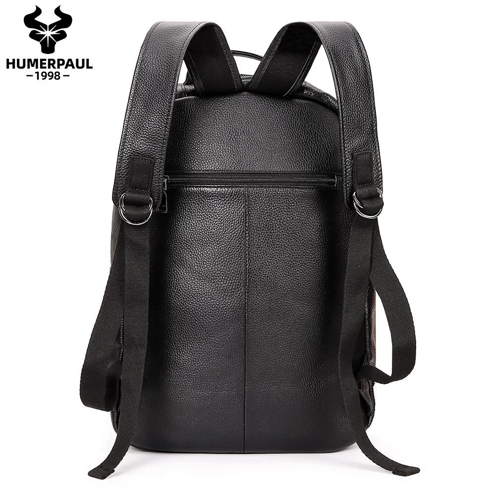 Sac à dos de voyage noir pour hommes, en cuir véritable, pour ordinateur portable, grande capacité, 