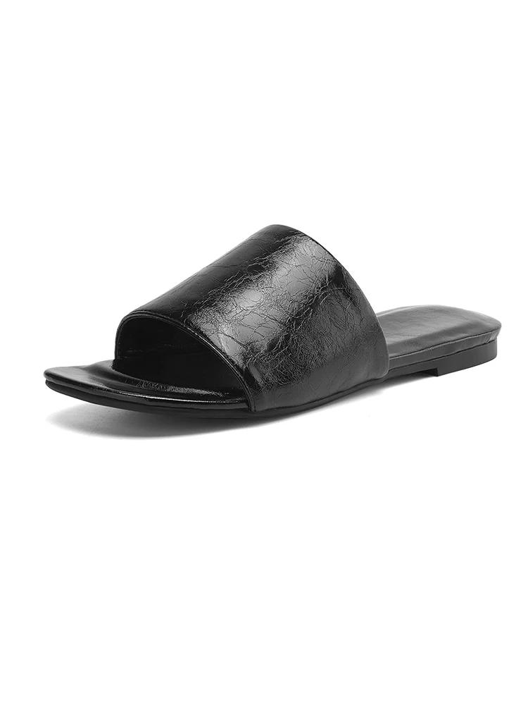 2025 nouvelles femmes tendance été fendu pantoufles en cuir Sexy dames bordeaux noir bout ouvert gra
