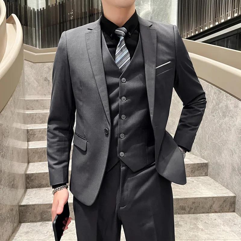 Costume de mariage 3 pièces pour hommes, ensemble gilet et pantalon, beau, à la mode, vêtements de B