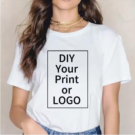 180g personnalisé femmes hommes personnalisé imprimé 100% coton à manches courtes votre Logo Photo m