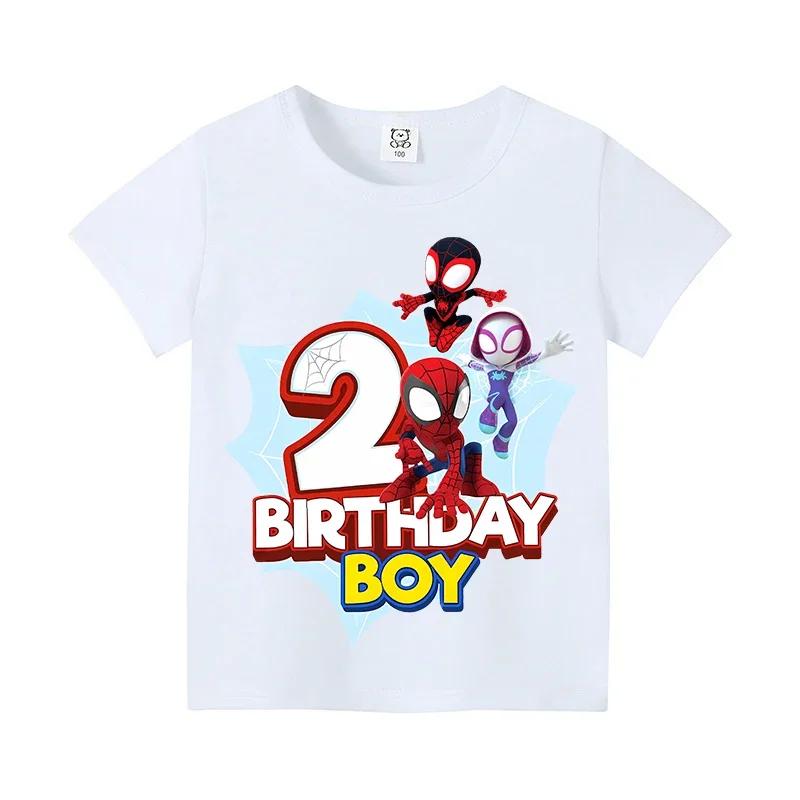 T-shirt à manches courtes pour enfants, Marvels Spiderman, numéro 1-9, avec figurines de dessins ani