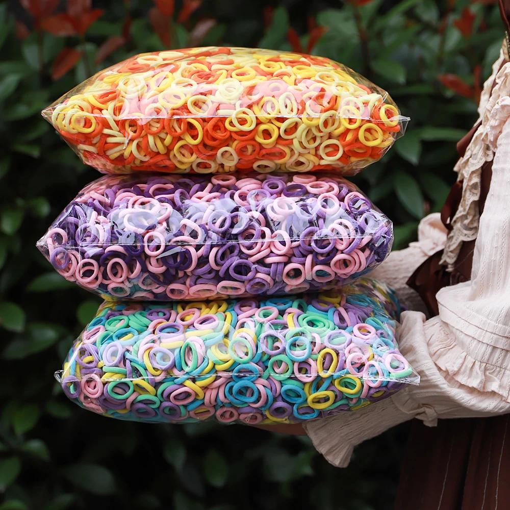 100 pièces coloré de base en Nylon élastique bandeau pour fille queue de cheval tenir Scrunchie élas