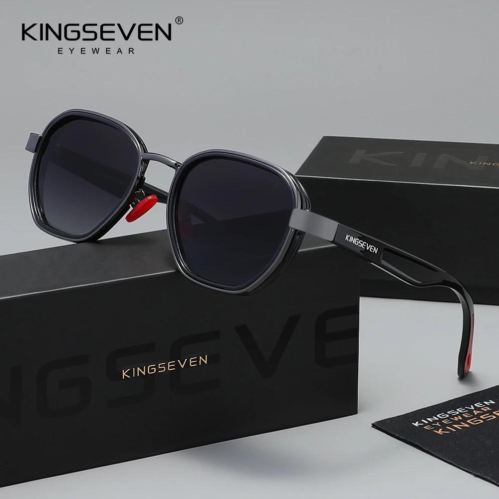 KINGSEVEN Lunettes de soleil rondes pour hommes, lunettes de conduite de luxe pour femmes, style vin