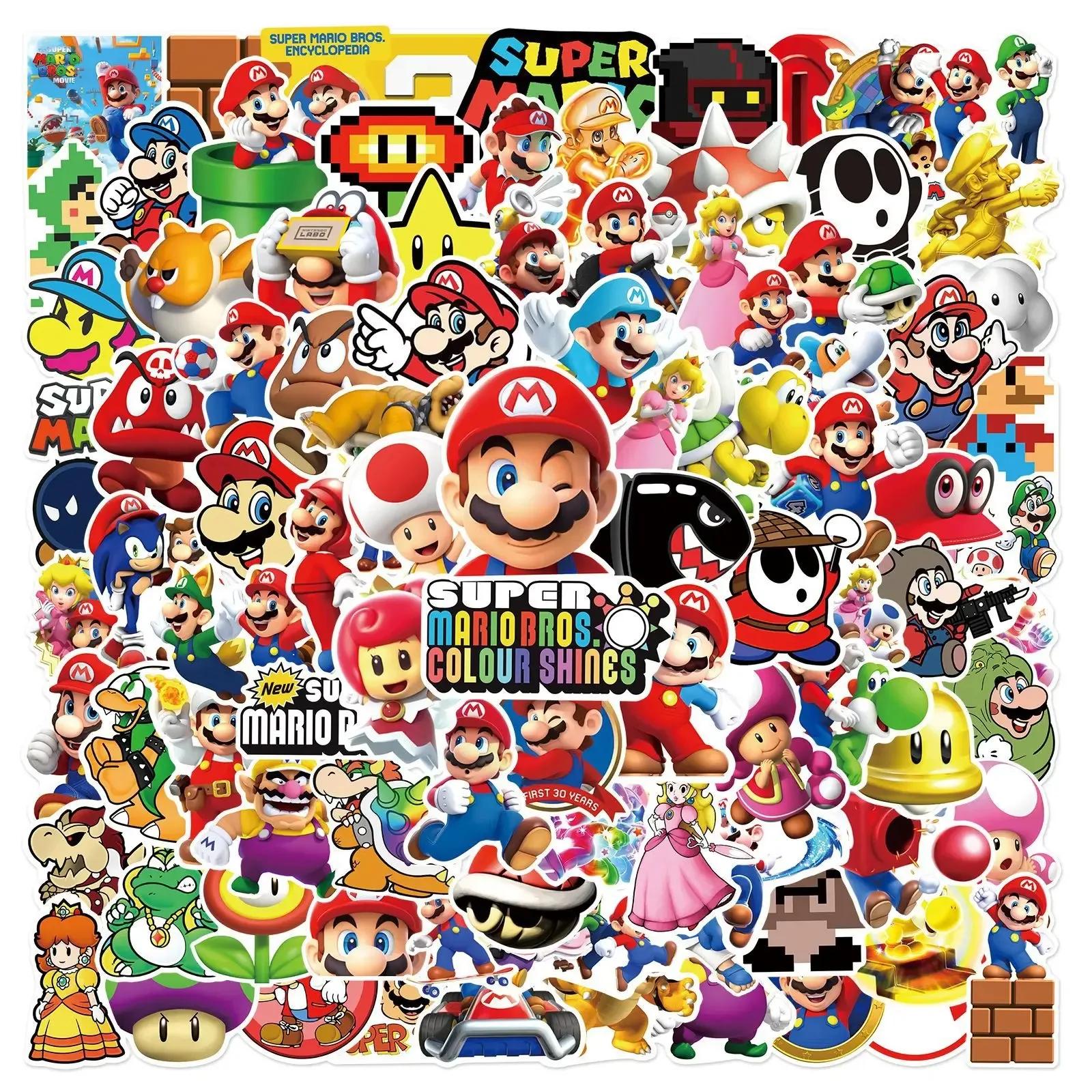 Autocollants de jeu Super Mario, 50 pièces, autocollants imperméables pour ordinateur portable, Skat