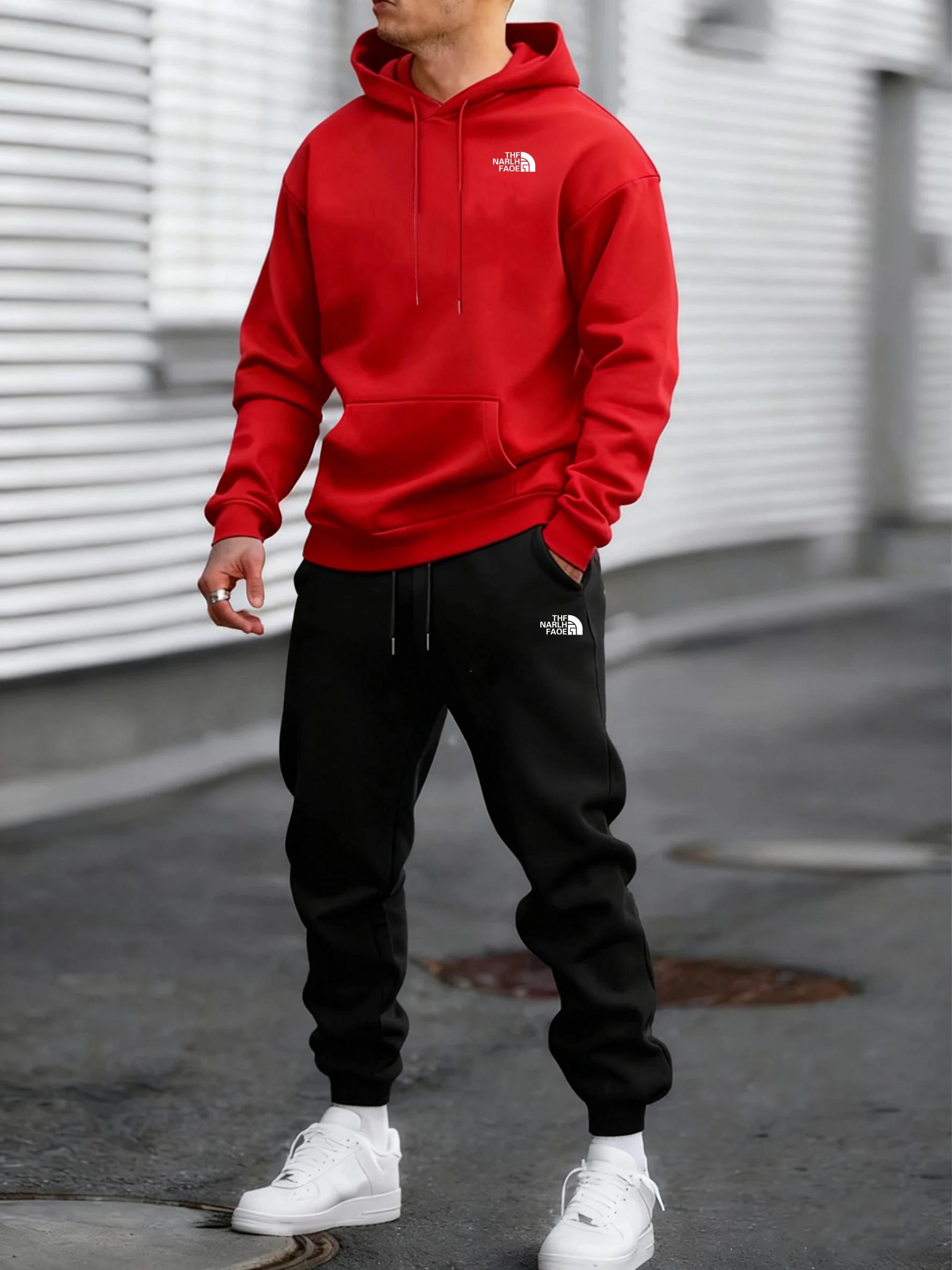 Ensemble décontracté deux pièces pour homme, automne et hiver, sweat-shirt à capuche et pantalon ave