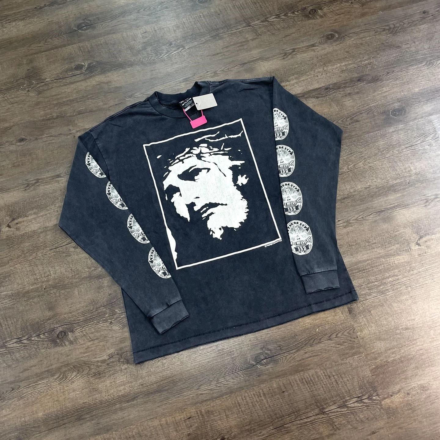 Yao mode Saint de Michael 25SS haute qualité coton à manches longues hauts t-shirt Streetwear surdim
