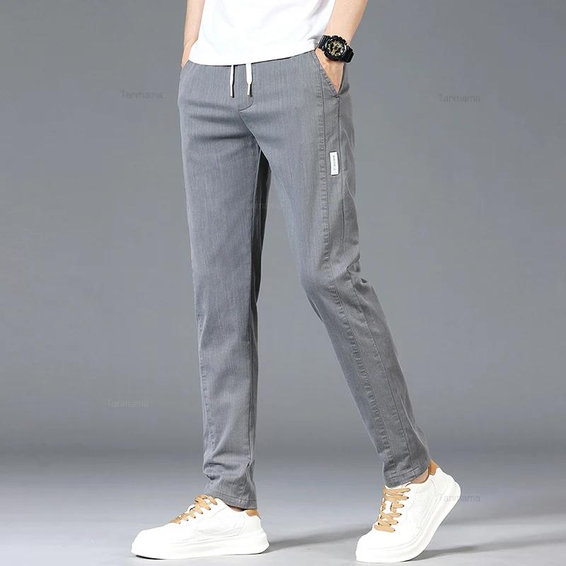 Printemps été hommes pantalons décontractés mode mince taille élastique Style coréen affaires mince 