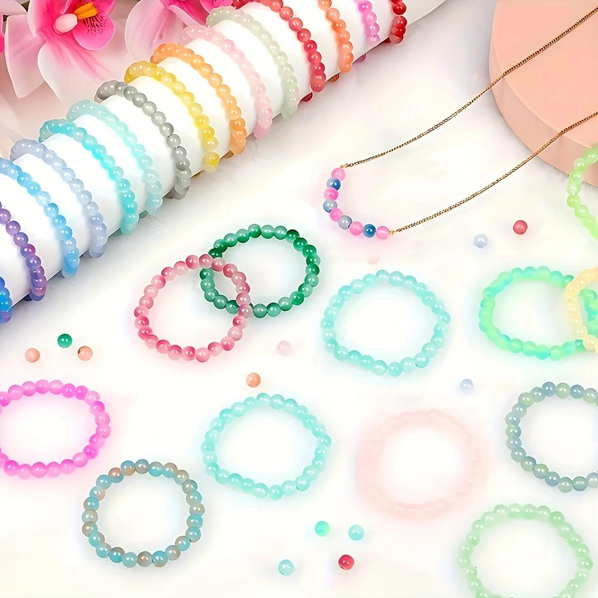 Kit de fabrication de bijoux en perles de verre cristal 24 couleurs, 480 pièces, perles rondes de St