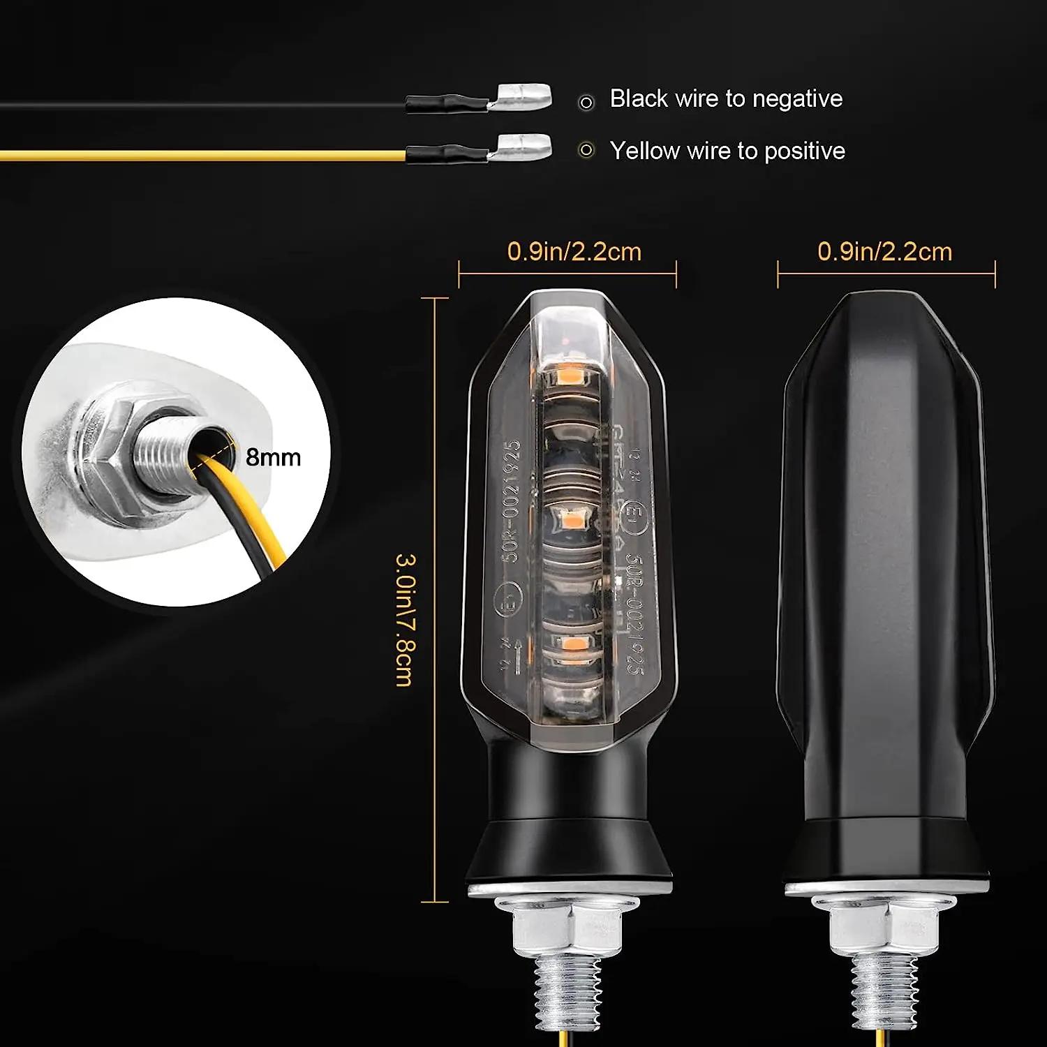 8mm Mini Moto LED clignotants ambre clignotant clignotant clignotant lampe 12V Moto indicateur lampe