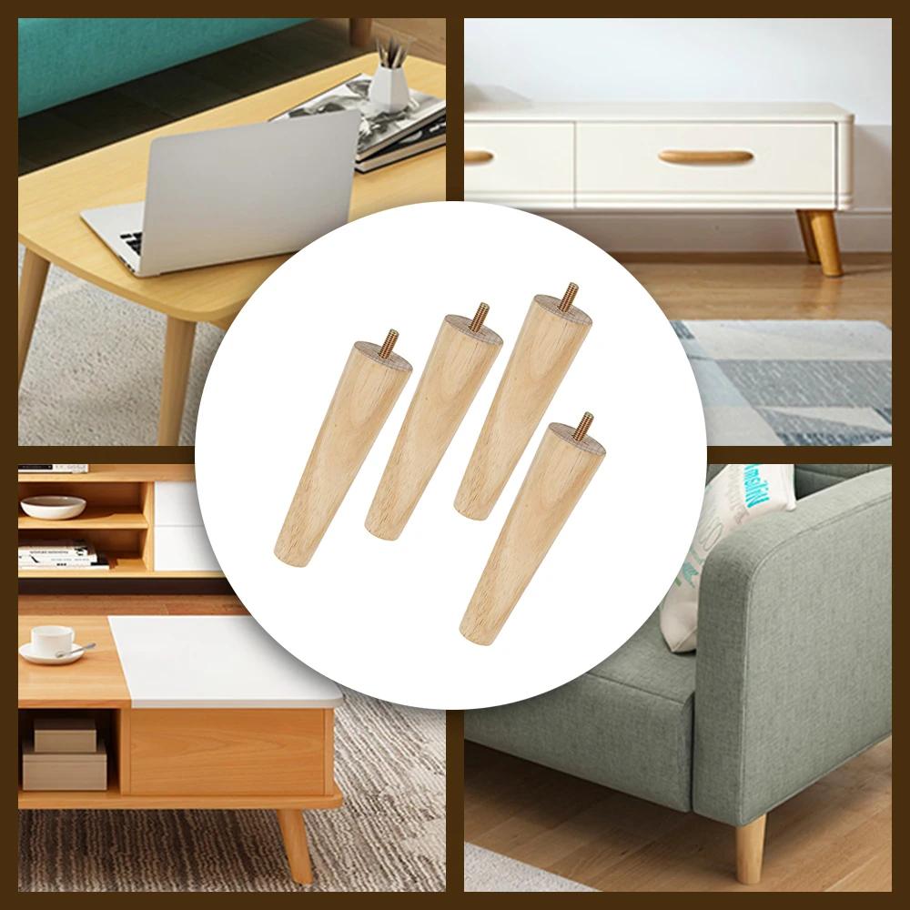 Pieds de meubles de remplacement en bois, 4 pièces, hauteur 8/15/20cm, pied de Table avec vis, couss