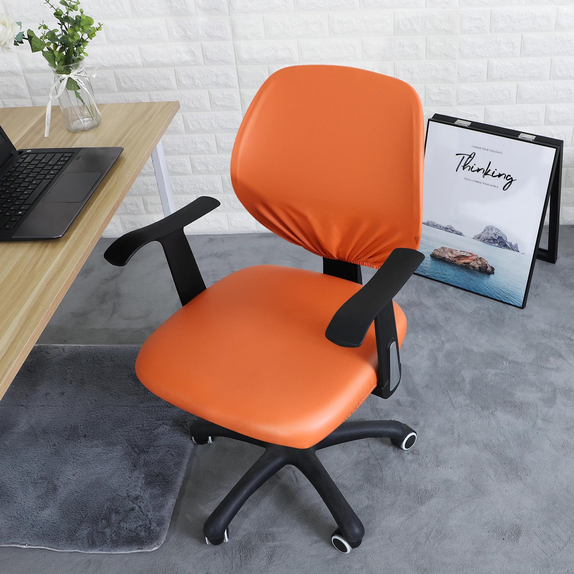 Housses de chaise fendues de bureau imperméables en PU, housse de chaise d'ordinateur solide, protec