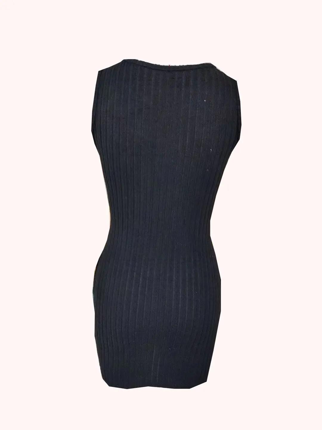 Robe débardeur à boutons sur le devant et poche, robe moulante élégante sans manches pour printemps 