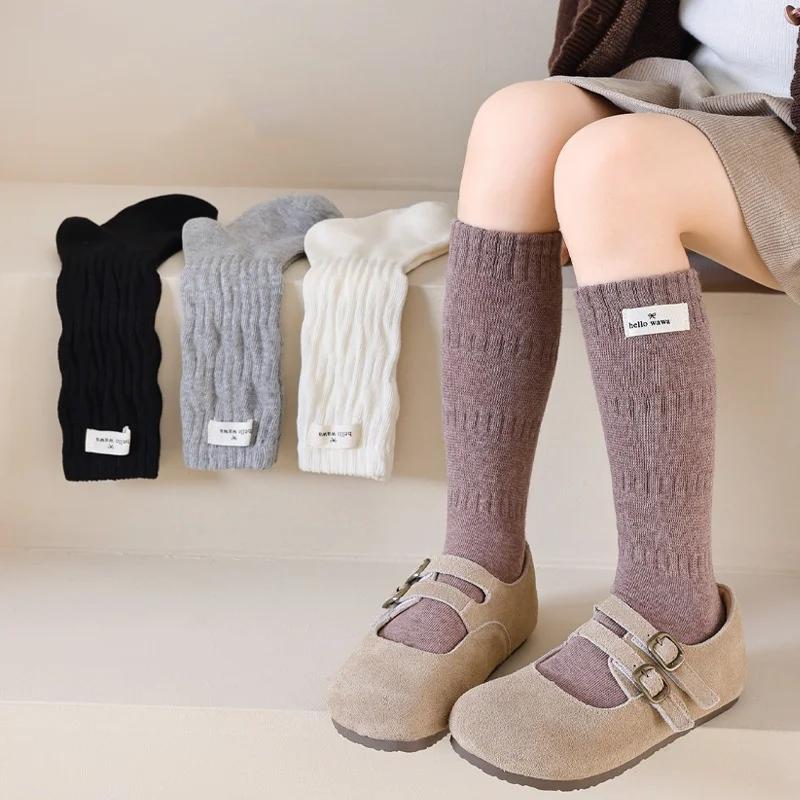 Chaussettes longues pour filles, printemps automne, nouvelles chaussettes en coton pour enfants, cha